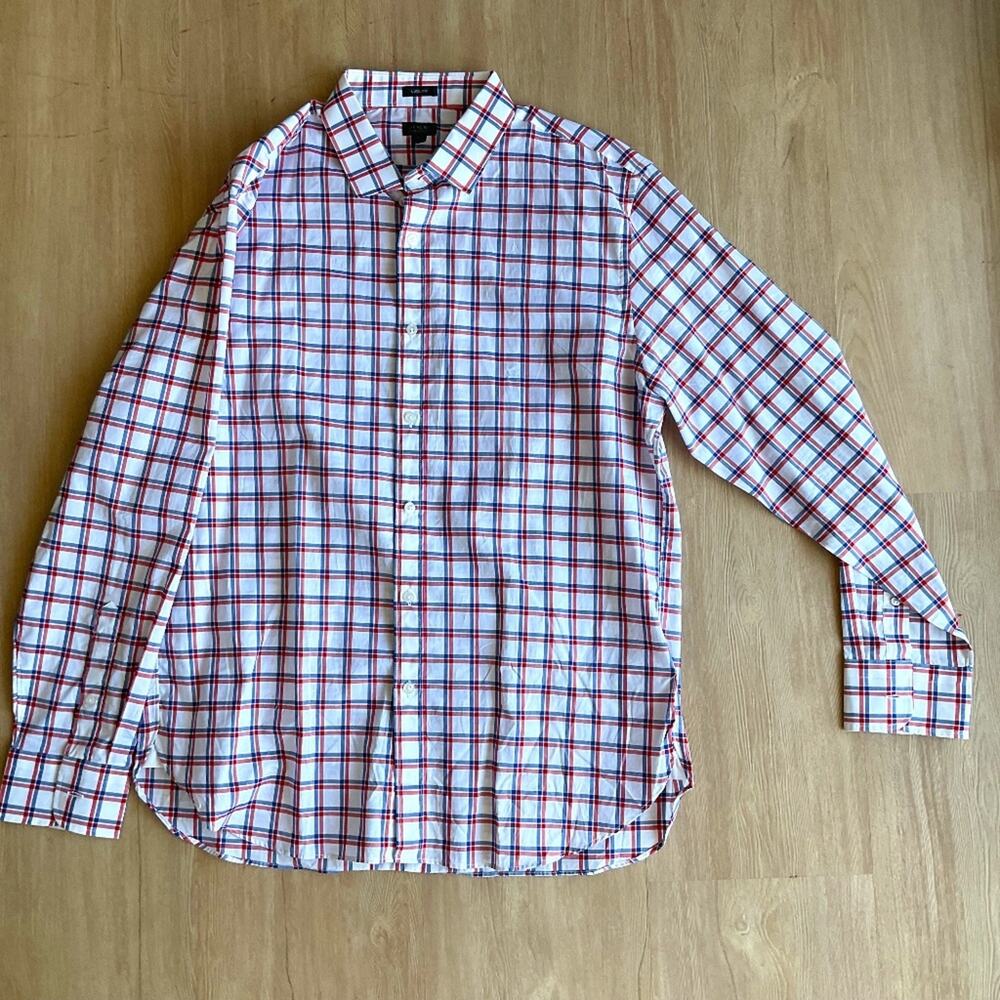 J. Crew Slim Fit Blue Check  ludlow Dress Shirt career preppy business career XL